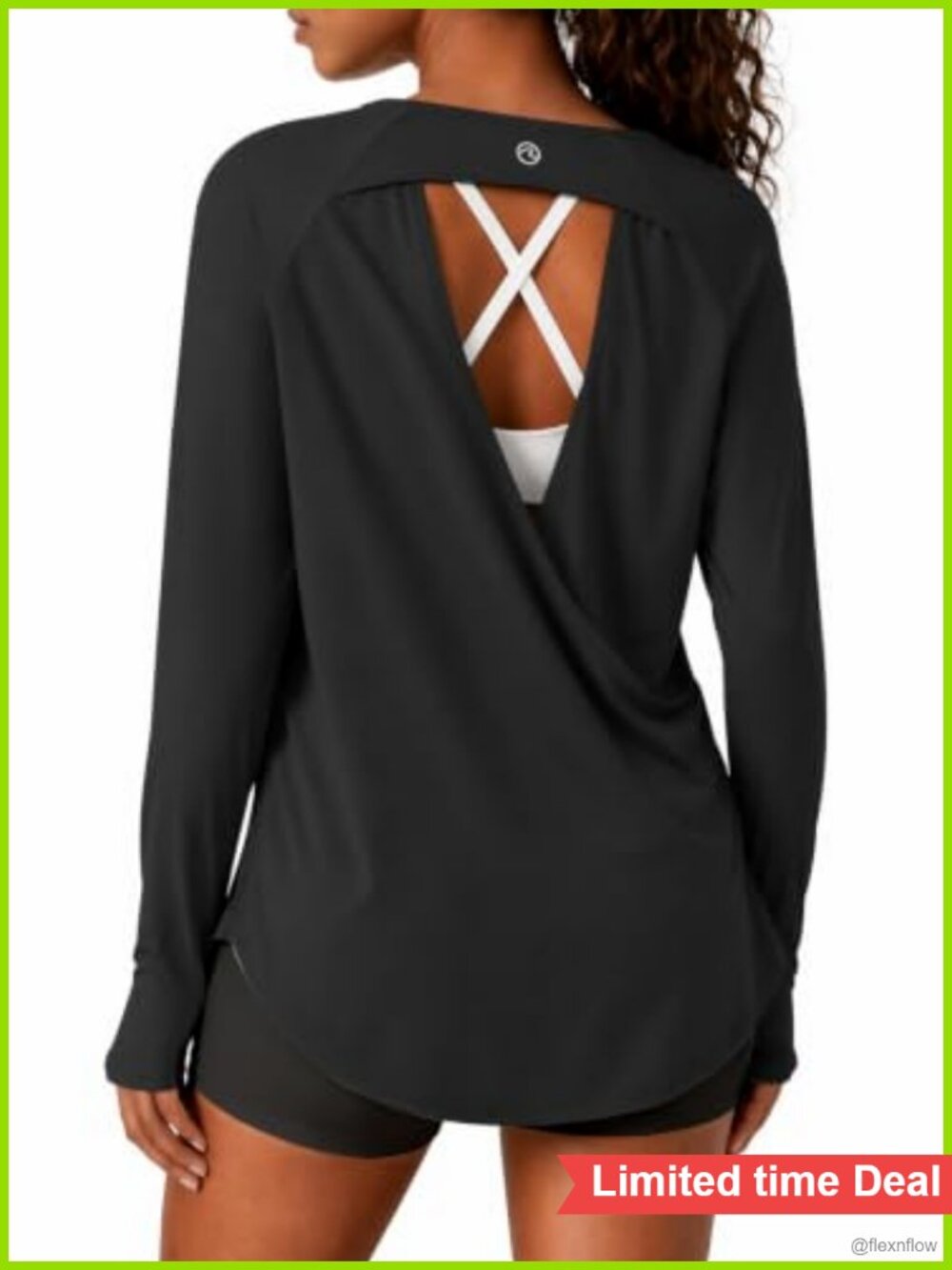 UPF 50+ Long Sleeve Sun Shirt Open Back Workout Top Thumbholes